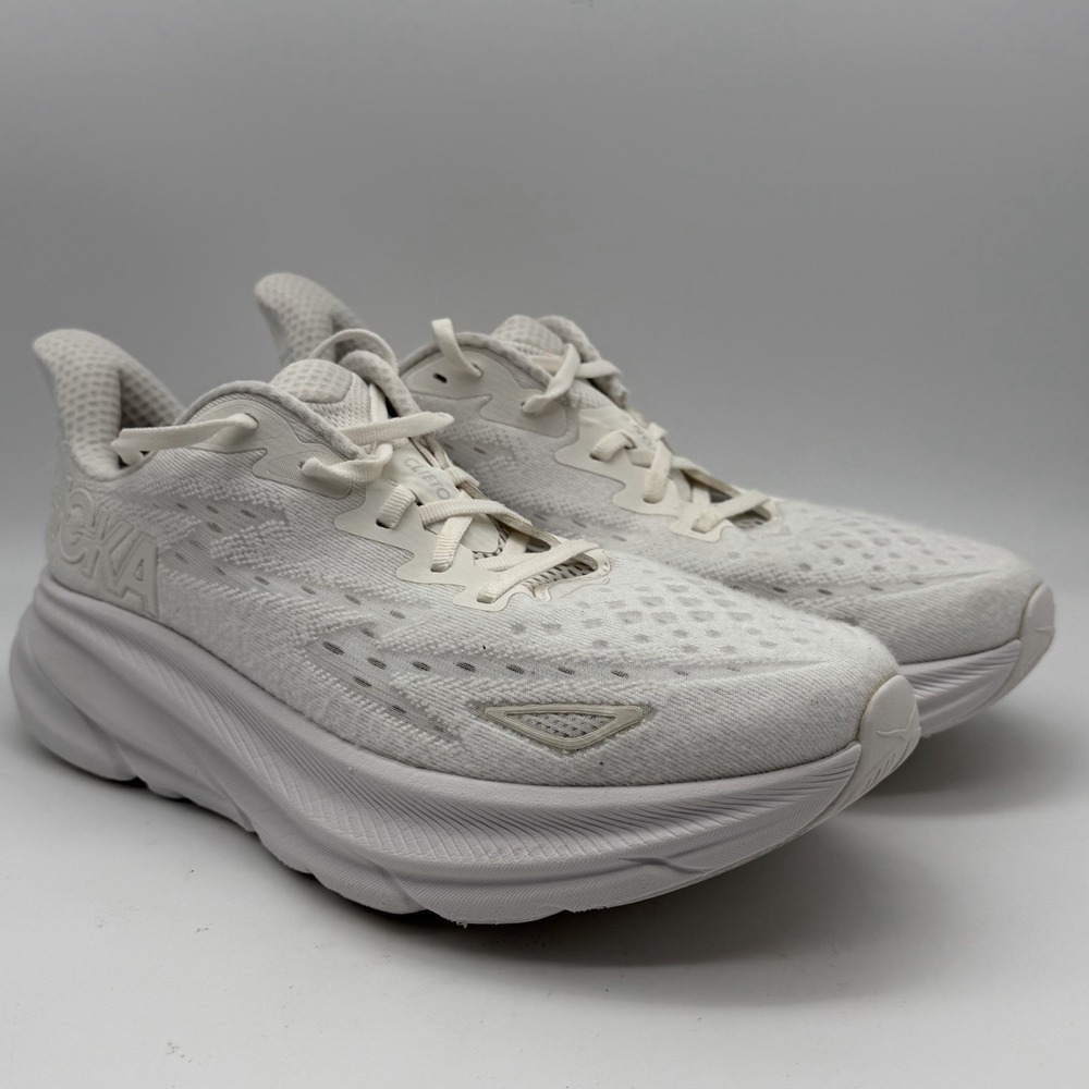 HOKA Clifton 9 Womens 10B White White Running Shoes 1127896 WWH
